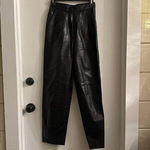 Vintage lotus Pleated High Waist Leather Pants straight leg size 8